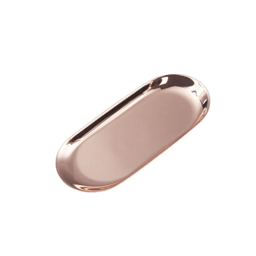Home Decor Metal Tray Oval Tray for Nordic Style and Jewelry Stainless Steel Non Deformable Black/Bronze/Rose Gold 18cm/23cm
