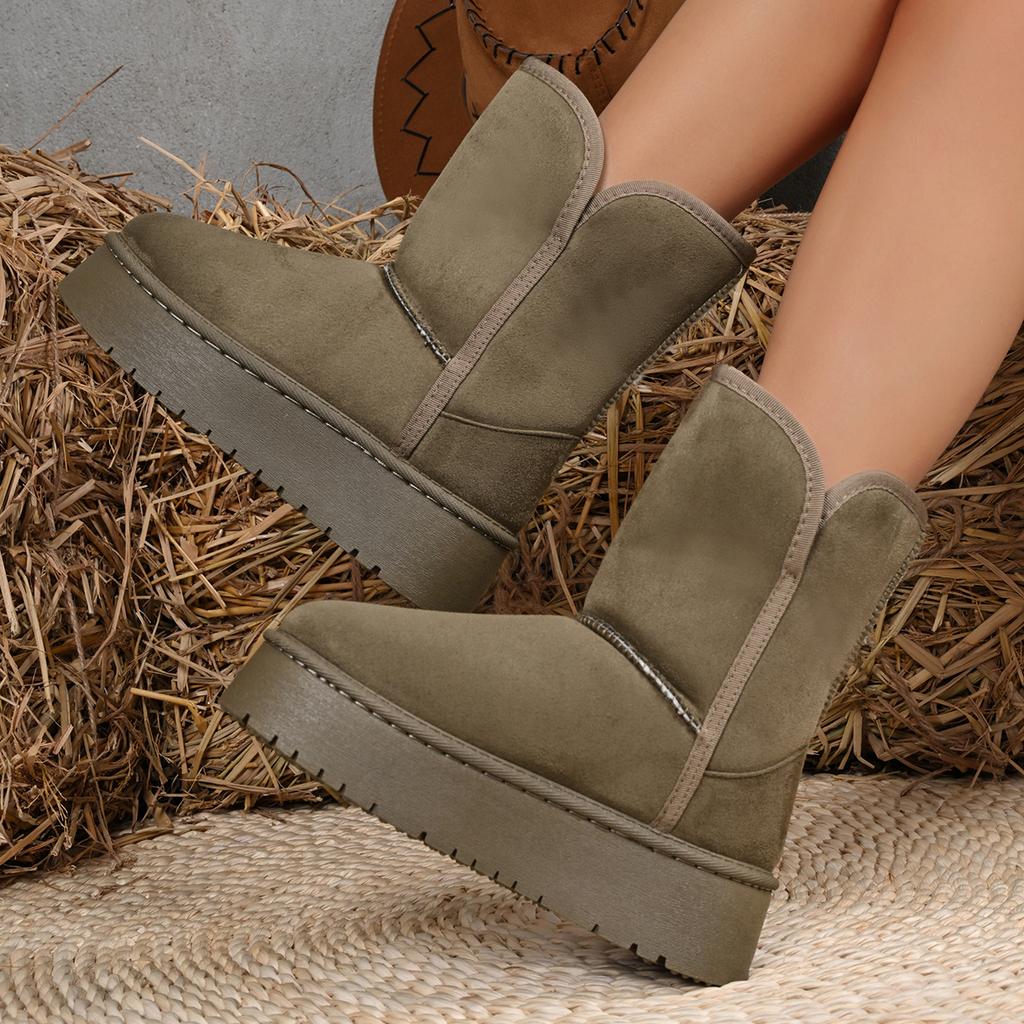 Thick-soled height-increasing snow boots for women 2026 winter new style fleece and thickened warm cotton shoes