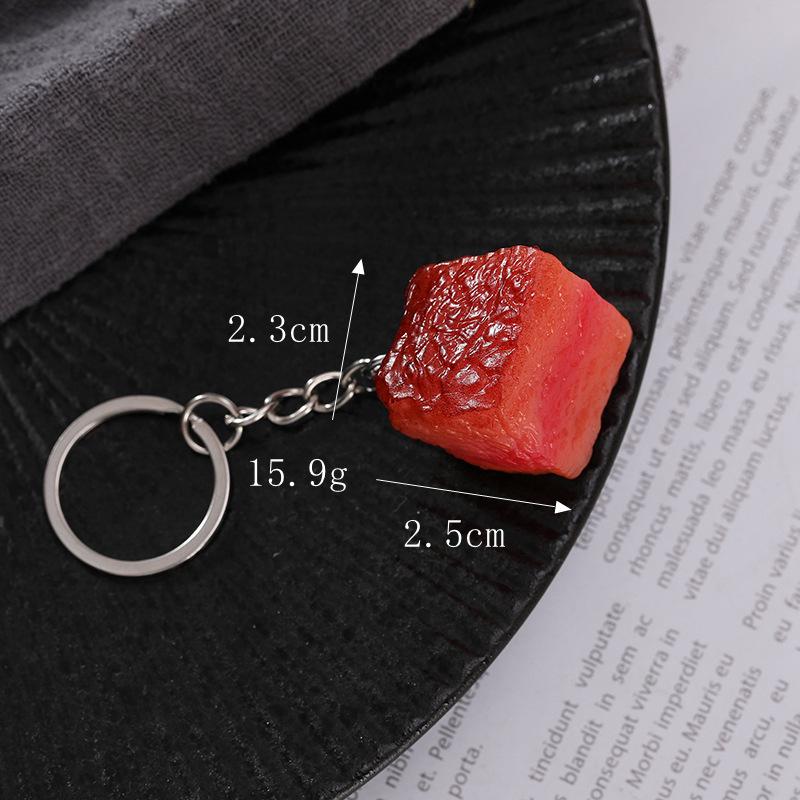 Dongpo Pork Model Keychain: Braised Pork, Beef Cubes, & Faux Streaky Pork Props for Kitchen Decor
