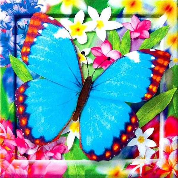 

5D DIY Алмазная картина Полный дрель Круглый животное Бабочка Алмазная вышивка Цветок Стразы Мозаика Декор для дома Full Round 30x30CM