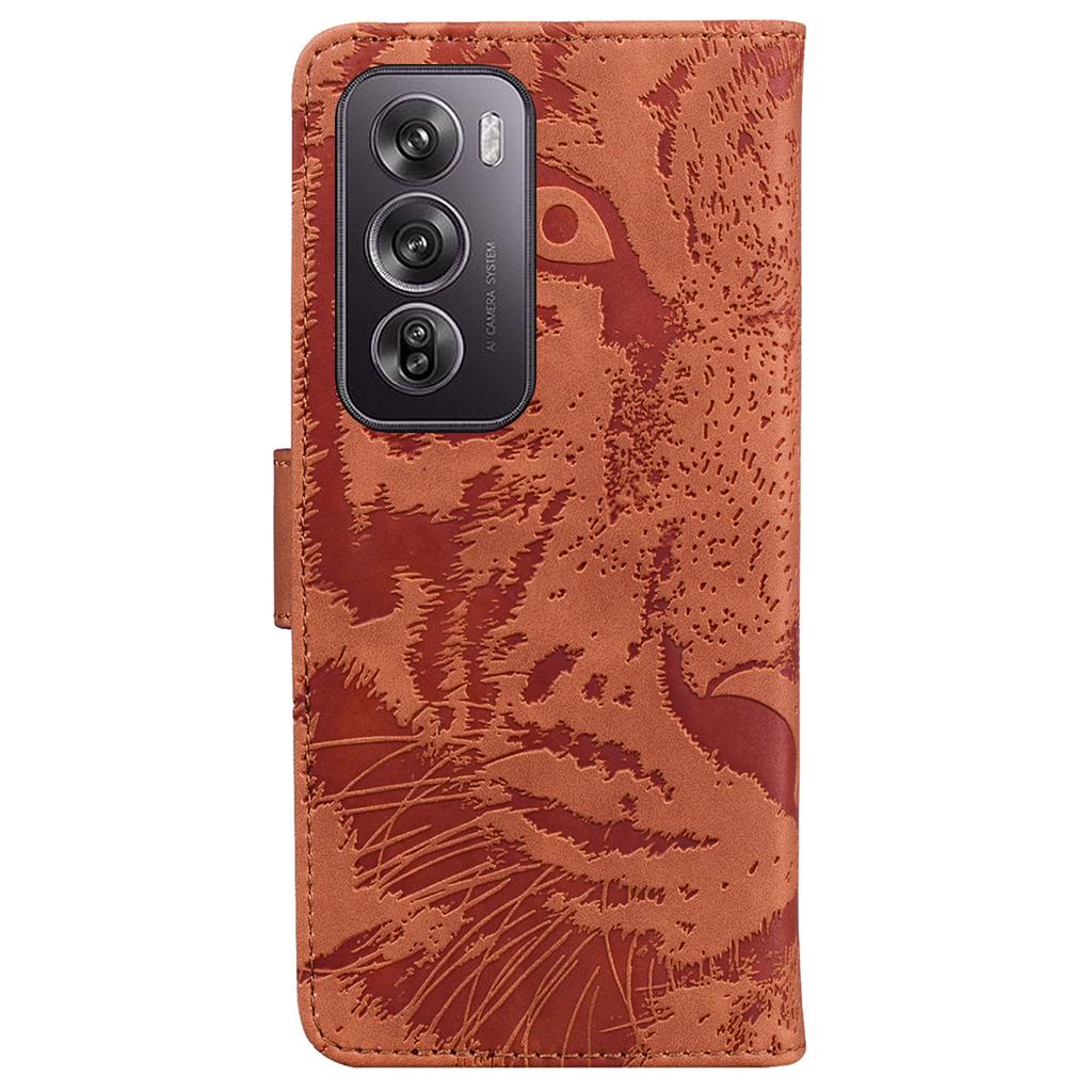 For Oppo Reno12 Pro 5G (Global) Phone Case Tiger Imprint Leather Wallet Cover