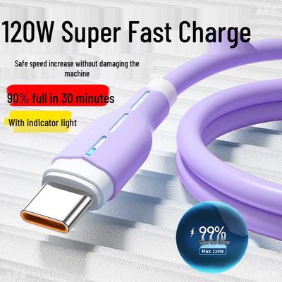 Silicone 120W Type-C Fast Charging Cable for Huawei, Honor, Vivo, and Oppo Phones