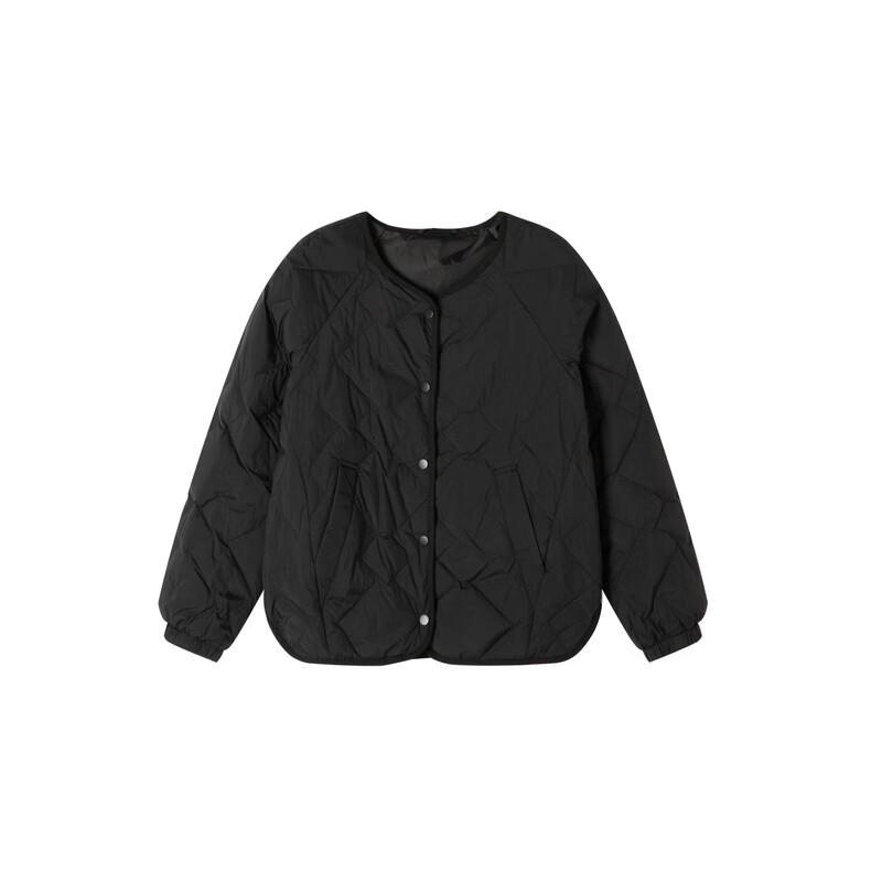 Elva' Island Women's Petite Short Round-Neck Down Jacket