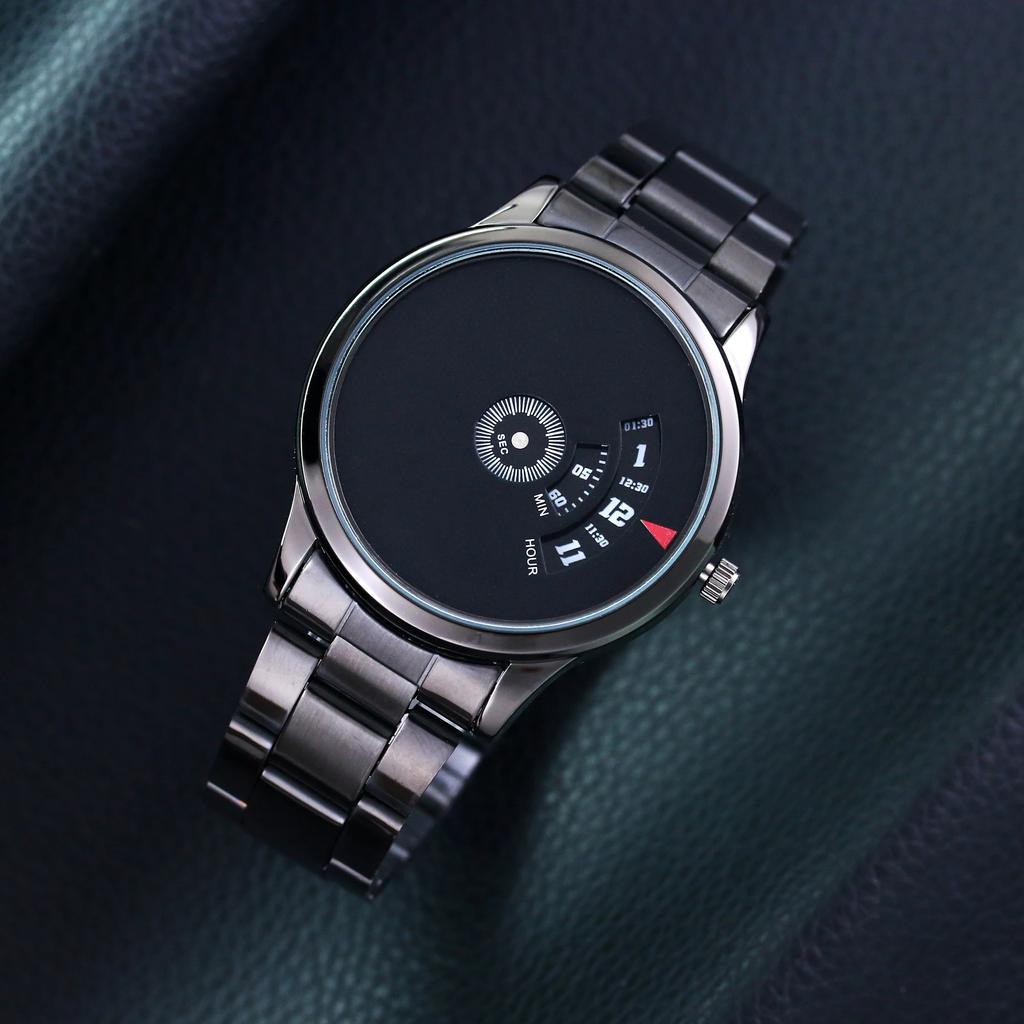 Men Sports Waterproof Quartz Watch Student Steel Band Creative Calendar Dial Business Wristwatch