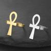 Anillos Cruz Ankh de Egipto Acero Inoxidable Símbolo Egipcio Antiguo Anillo Ajustable para Mujeres Hombres Joyería Clásica de Fe Regalos