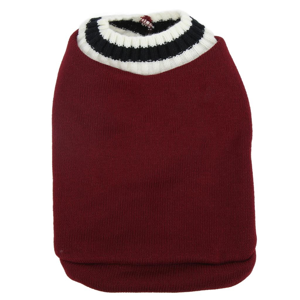 Pet Knitwear V Neck College Style Dog Knitted Autumn and Winter Vest for Cat Dog Rabbits ChinchillaWine Red M