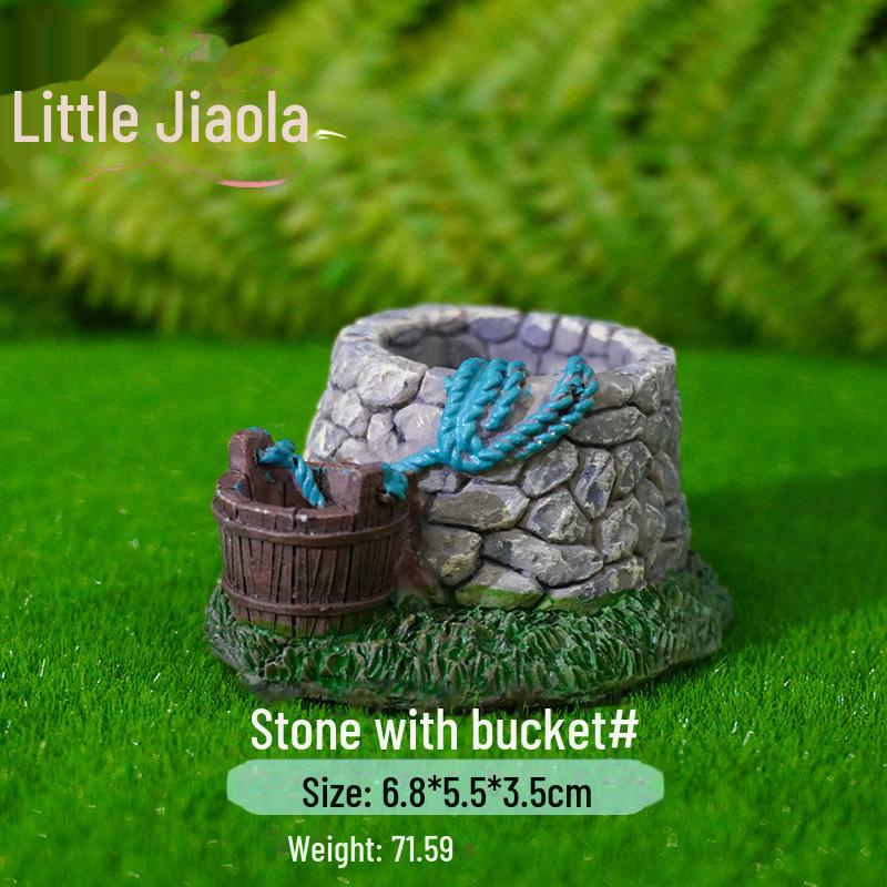 

Древние украшения для аквариума с колодцем: Мясистые цветочные горшки и моховой микроландшафт с ведром для воды