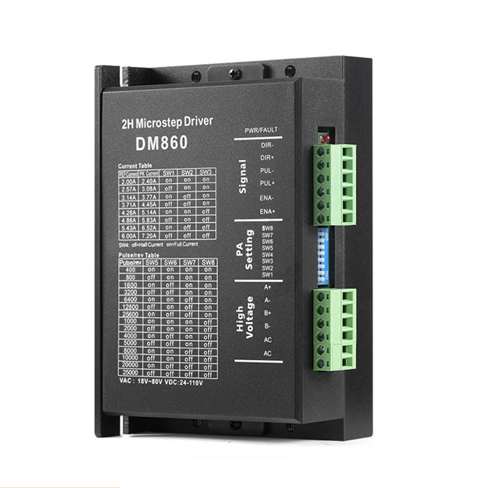 DM860H DM860 Steppermotorkontroller 0–200 kHz 2-faset stepperdriver AC18–80 V eller DC 24–110 V 2 A–7,2 A 2 H for Nema34 steppermotor