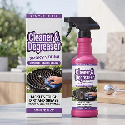 Grill Cleaner and Degreaser for Smoky Stains and Stubborn Grease 355ml Powerful Cleaning Formula for Barbecue Ovens Cookware and Outdoor Grills