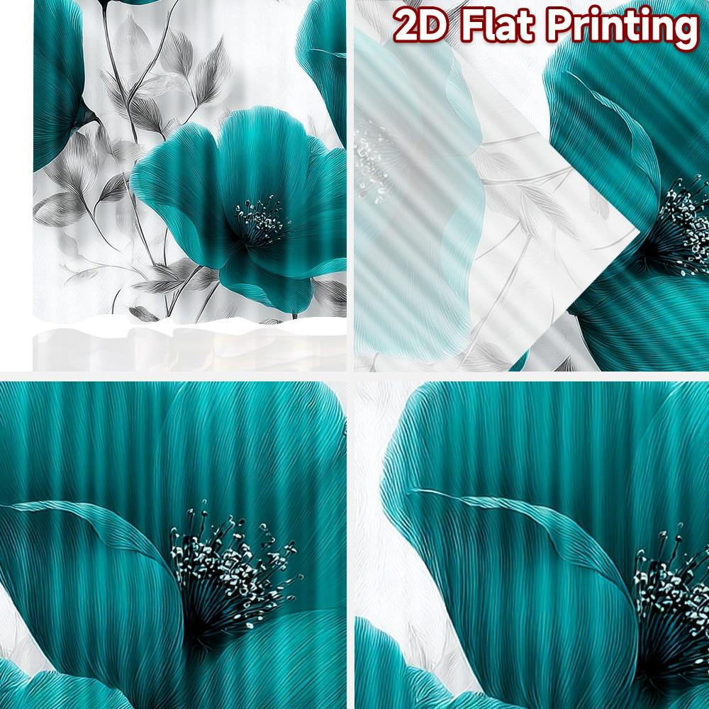 2D FLAT PRINTING 2pcs Curtains (Without Rod) Floral Elegance in Blue Easter Festival Popular Curtains&Drapes Durable Polyester
