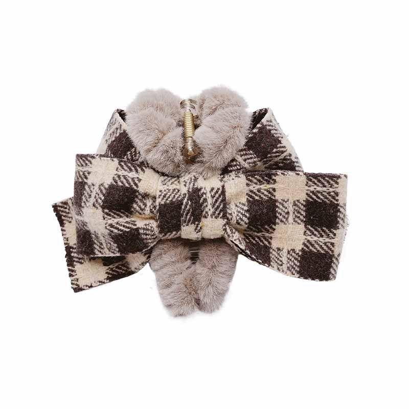 New Korean Style Hairy Hair Accessories with Bow Tie Autumn Hair Clip Women's Back of The Head Clips Big Hair Clips Shark Clips