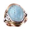 Naturalny tybetański turkusowy kamień szlachetny Srebro próby 925 Dwukolorowy pierścionek Rozmiar 6US w7K03