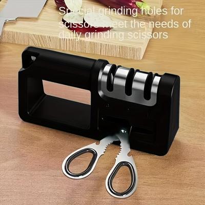 4-In-1 Diamond Sharpener For Kitchen Knives & Scissors - Quick, Multifunctional Manual Tool With 304 Stainless Steel Construction, Lightweight Design