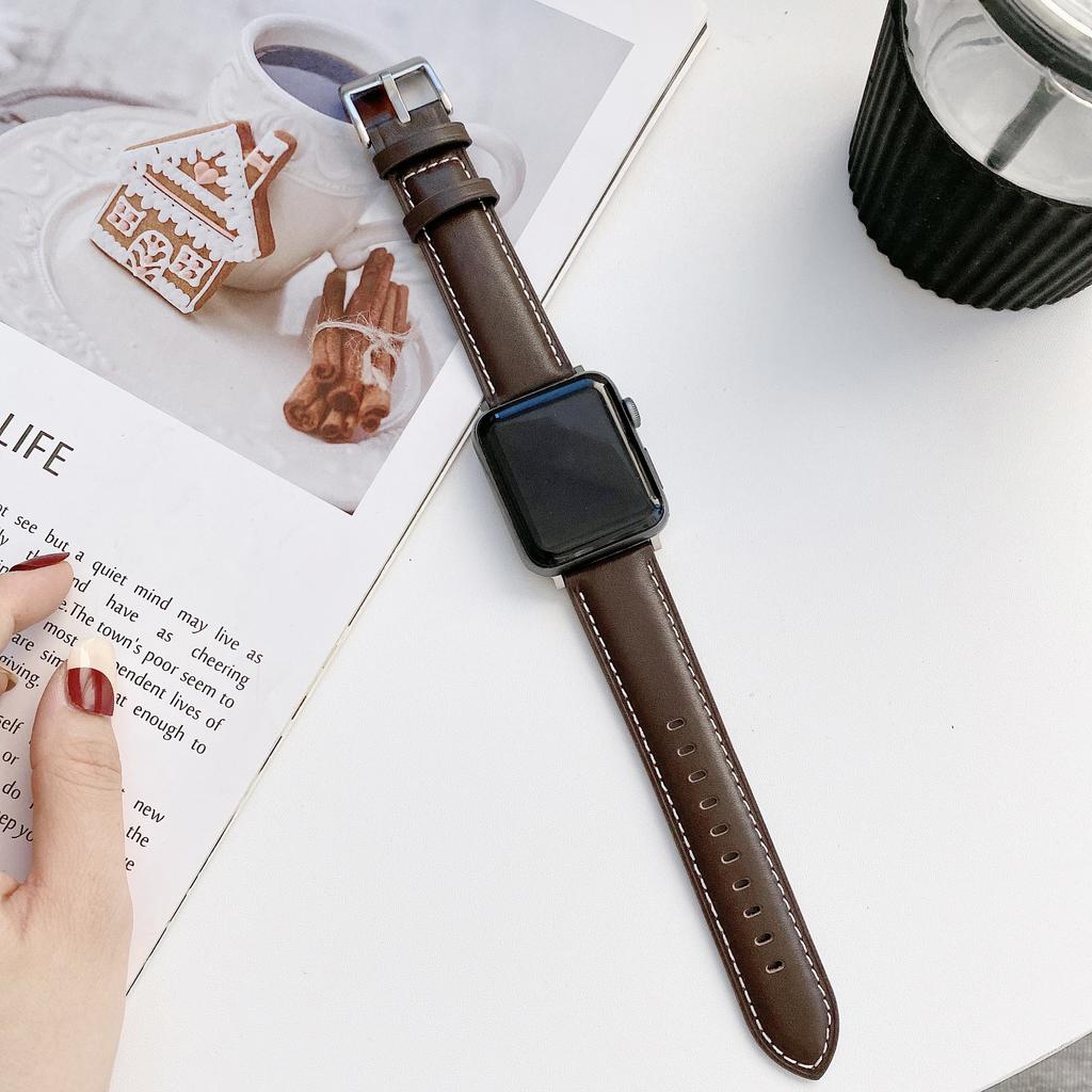 Suitable For Apple Watch10 Apple Watch Generation Iwatch98765 Generation Se Car Line Leather Strap For Men And Women
