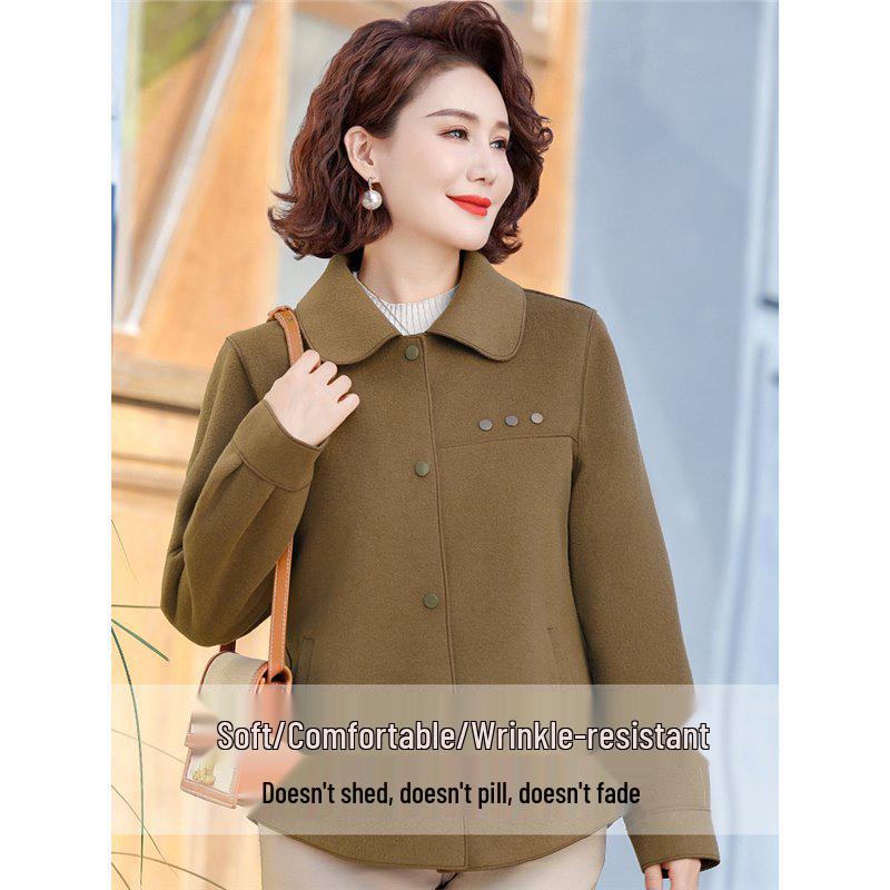 2025 Spring Woolen Coat for Middle-Aged Women - Stylish Short Top for Moms in Their 40s and 50s