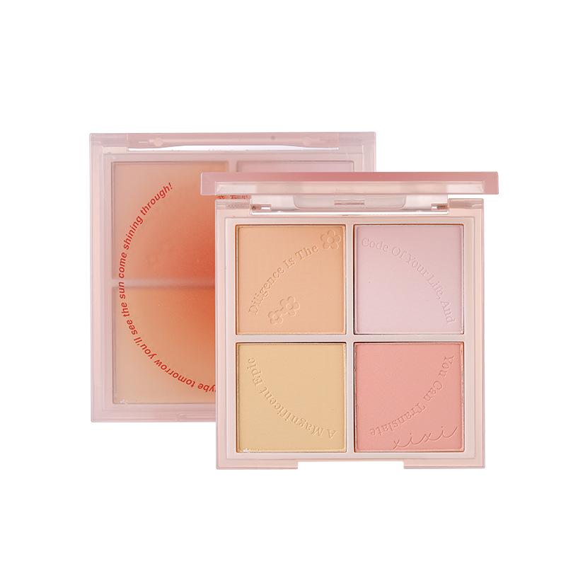 XIXI Sonnenuntergangsrausch Vierfarbige Rouge-Palette: Weißes Wasser, Lila, Blau Matt, Aufhellender Kontur.
