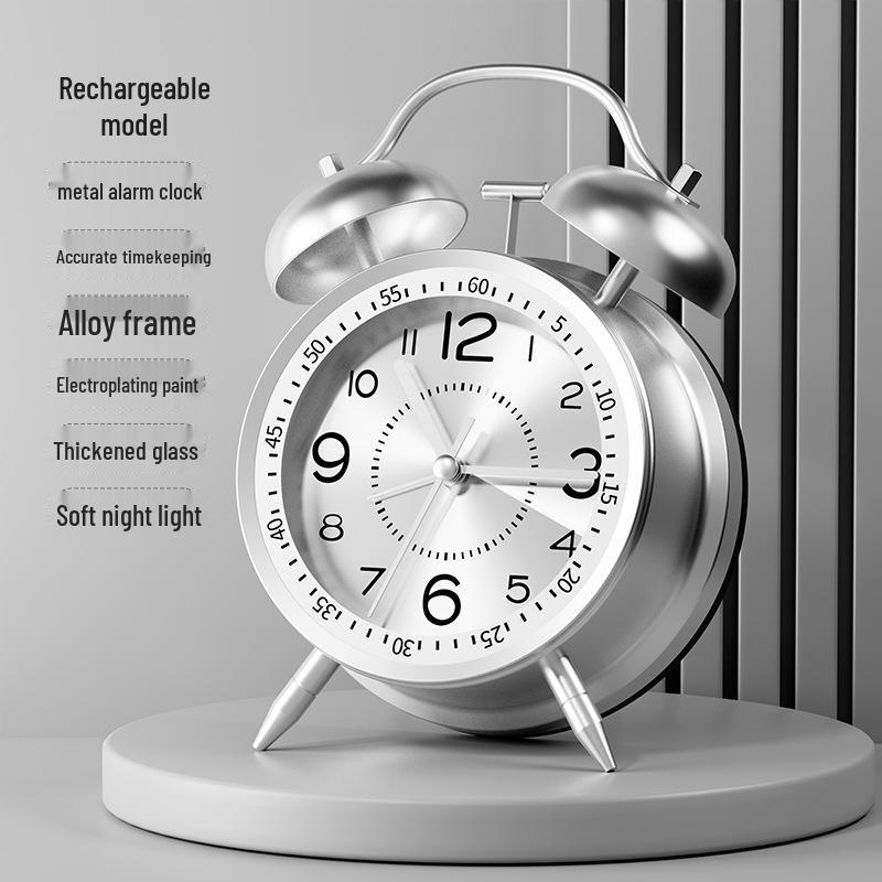 2025 Mechanical Alarm Clock for Students & Seniors - Compact, Rechargeable Wake-Up Call