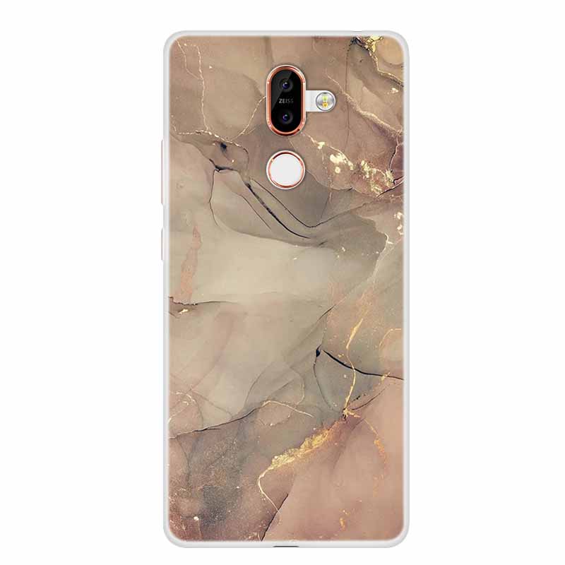 För Nokia 7 Plus Fodral Marmor Mjuk Silikon Baksida Telefonfodral Modefodral Coque Nokia7 Plus Stötsäkert Fundas