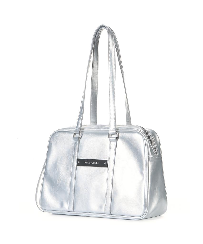 Nick&Nicole Crystal Leather Boston Bag_Silver