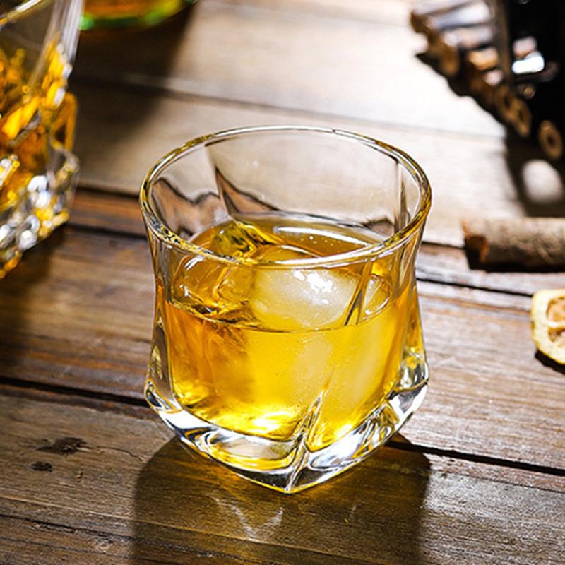 2pcs/1pcs Coffee Cups Glasses 170ml Square Glass Containers for Foodglass Cups Spiral Shape Transparent Drinkware Wine Glasses