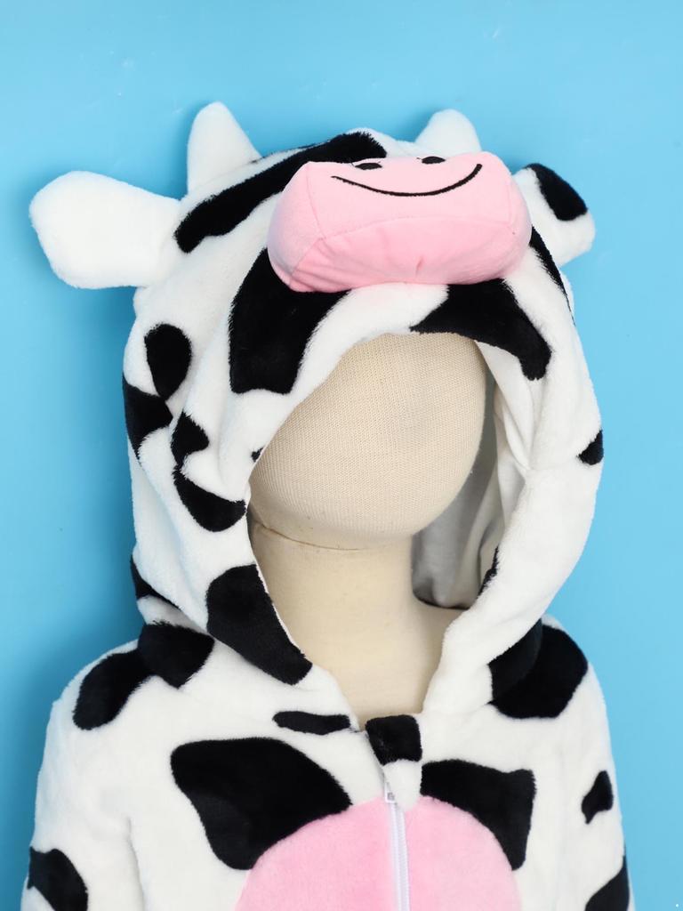 Toddler Animal Jumpsuit Long Sleeve Elastic Cuffs Zip Up Cute Cartoon Hooded 3D Tail Home Casual Wear