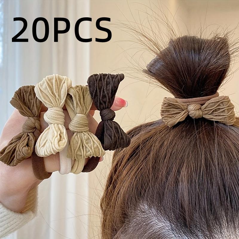 High Elasticity Fabric Ponytail Holders with Solid Bowknot - Minimalist Hair Accessories for Ages 14+
