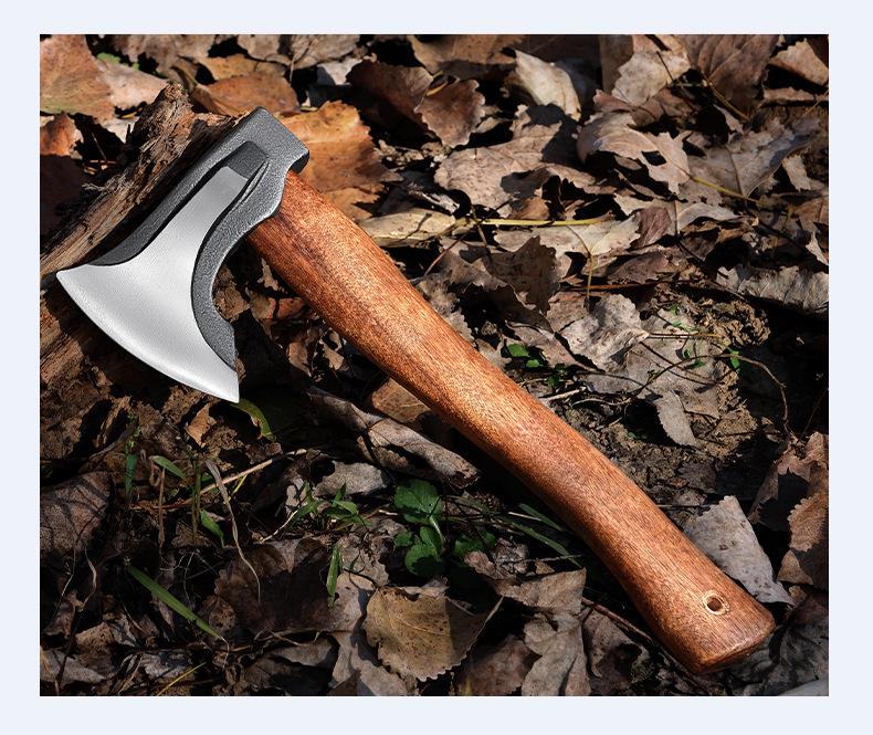 Hand-Forged Long-Handled Camping Axe for Wood Splitting and Firewood Cutting