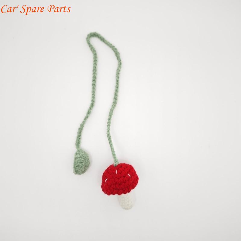 Y4UA 2pcs designs Crochet Car Mirror Accessories Car Interior Hanging Charms