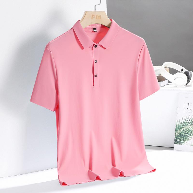 Men s 2026 Ice Silk Seamless Polo Shirt - Short Sleeve Business T-shirt M