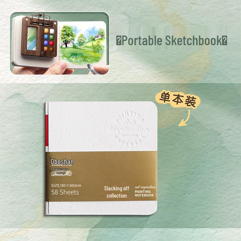 Mini Watercolor Walnut Box: Portable Travel Sketchbook & Palette