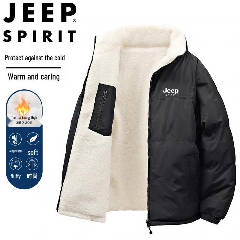 JEEP SPIRIT Herren Herbst/Winter Stehkragen Fleecegefütterte Outdoorjacke
