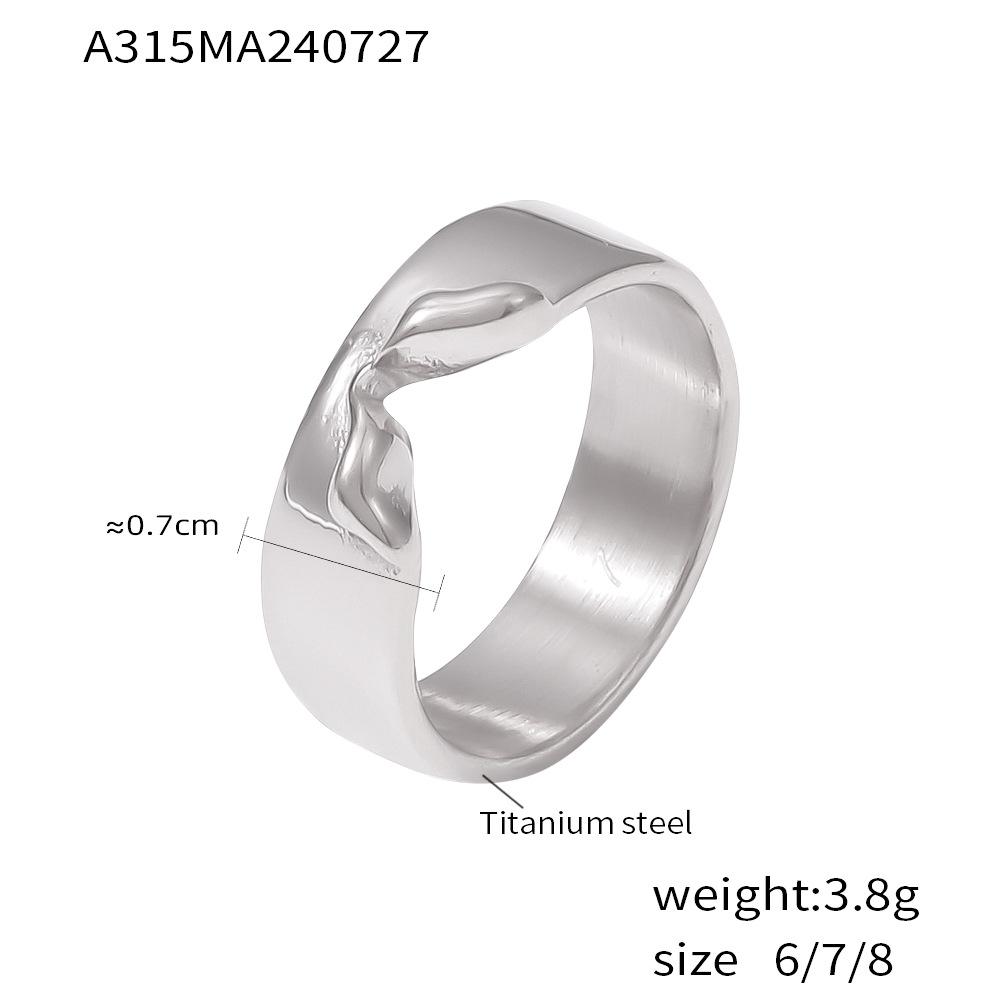 

Кольцо Wind с неровной вмятиной, простое парное кольцо из титановой стали с покрытием из 18-каратного золота No. 8