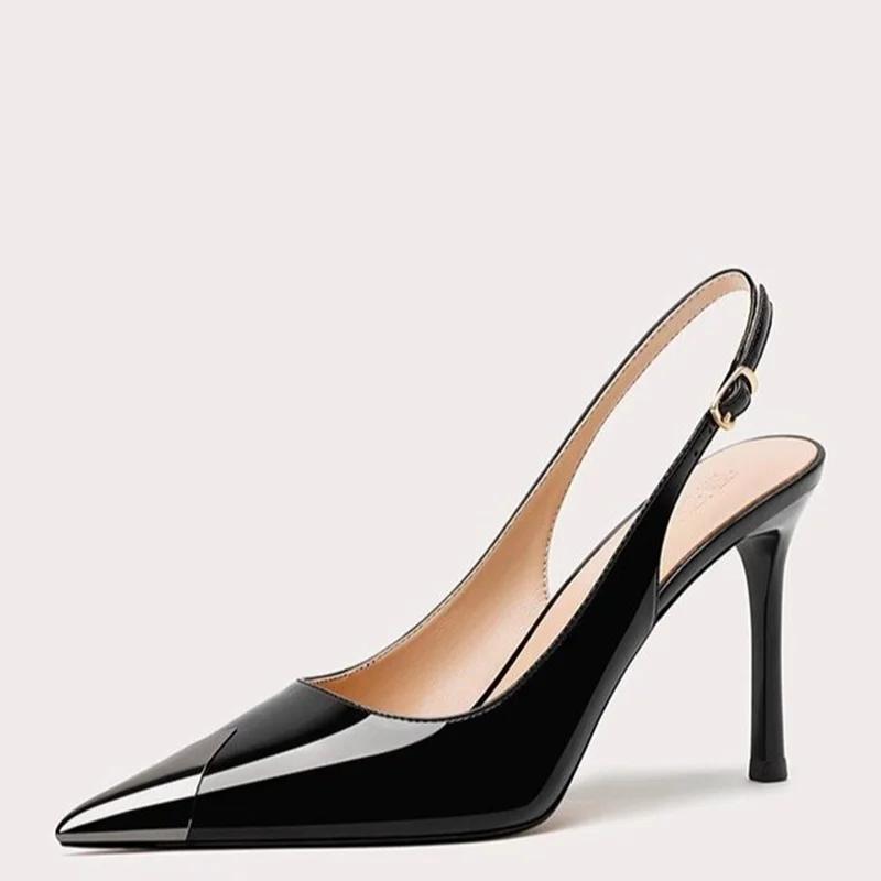 

Fashion Women High Heeled Sandals Pointed Toe Shoes Elegant Stilettos Shoes Sexy Woman Pumps Fashion 2025 Luxury Summer Ladies Shoes 40 чёрный