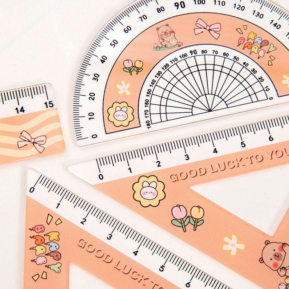 4pcs/set Office Supplies Soft Ruler Set Drawing Tools Straight Ruler Capybara Set of Rulers