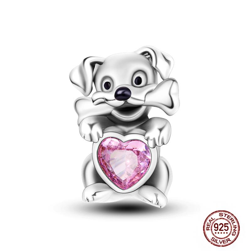 Fit Original Pendant Animal Charmscopper Pink Heart Pet Cat Dog Blue Owl Squirrel Beads Bracelet Women Diy Birthday Jewelry