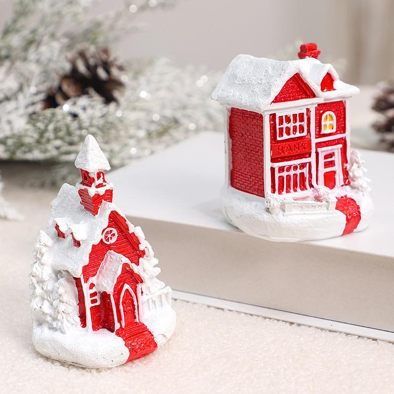 Christmas Decorations, Resin Miniature Houses for Christmas, Home Desk Decorations