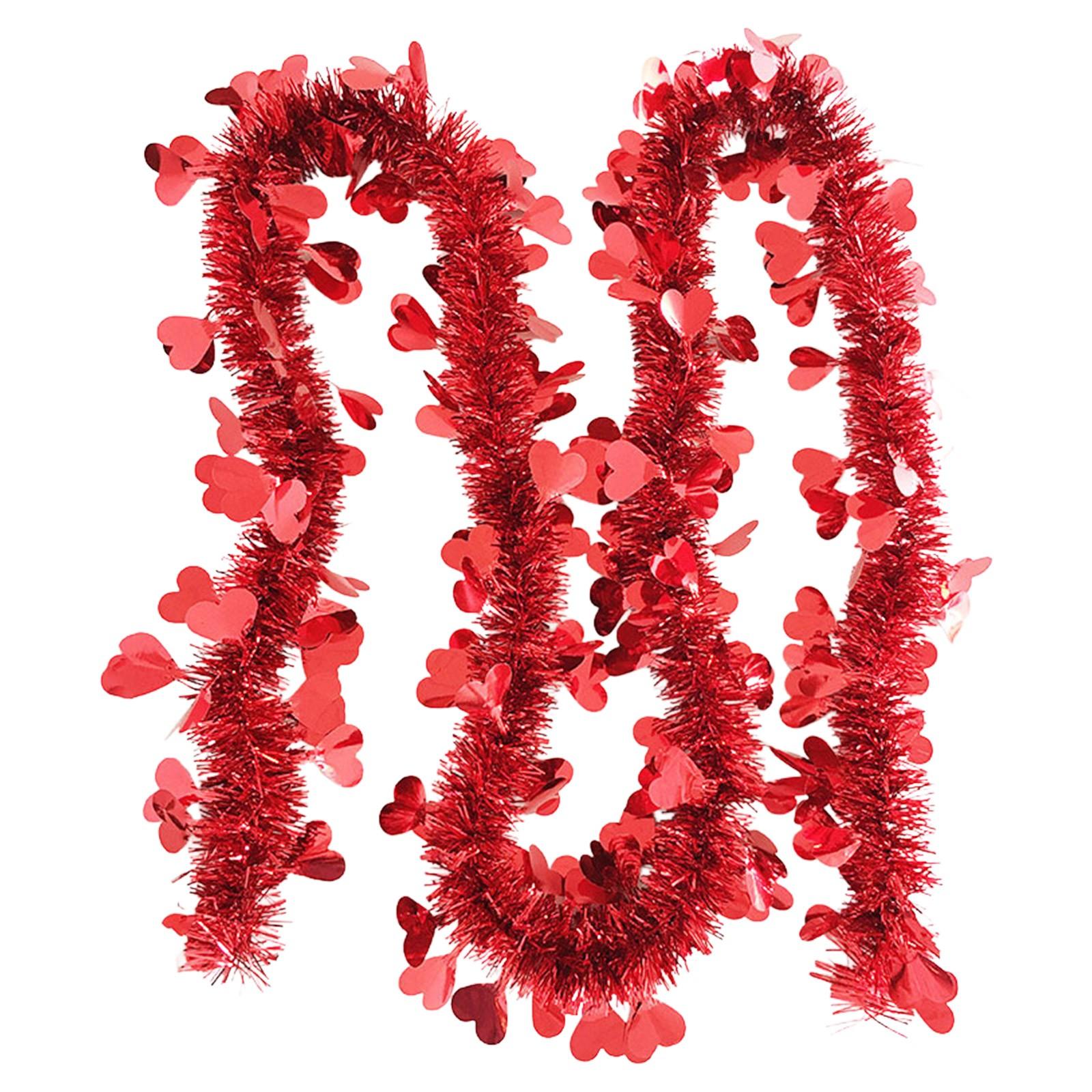 

Valentine s Day Tinsel Garland Heart Pink Red Tinsel Garland for Valentines Day Proposal Wedding Anniversaries Party Suppl