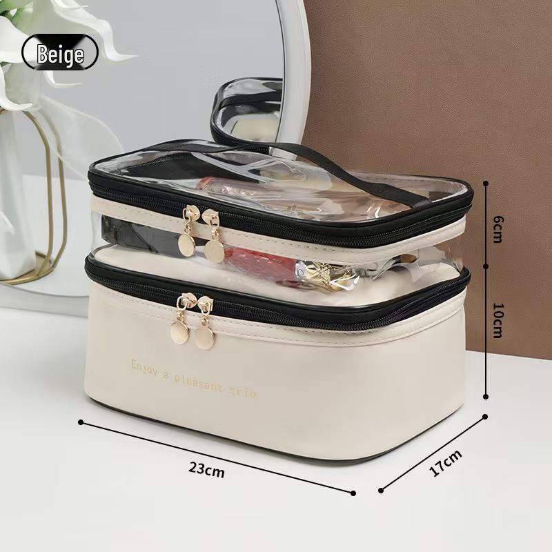 PVC Transparent Minimalist Toiletry Bag - Waterproof, Wet/Dry Separation, Large Capacity