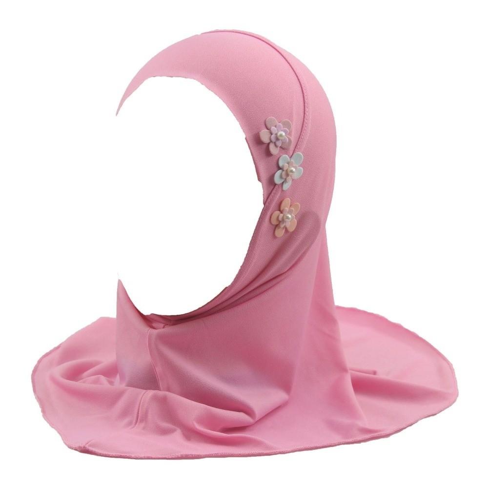 with Floral Ornament Little Girls Pull-On Hijab Stretch Head Wrap Turban Head Cover Traditional