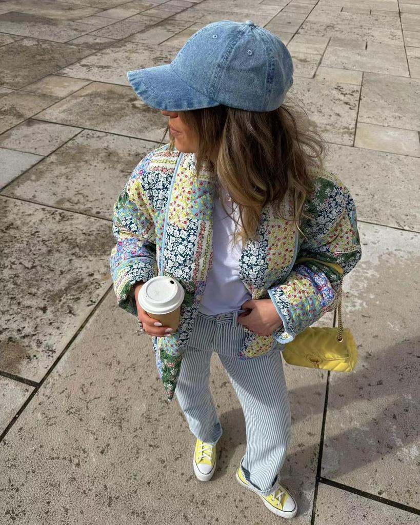 Spring Lapel Fashion Printed Cotton Slimming Jacket