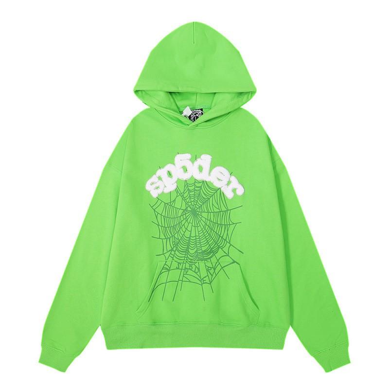 Sp5der Hoodie Unisex Oversized Cotton Pullover With Foil Letter Print Fall Casual Streetwear