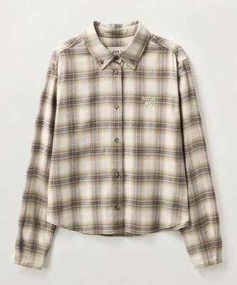 Seteo (W) Classic Flannel Check Shirt Beige