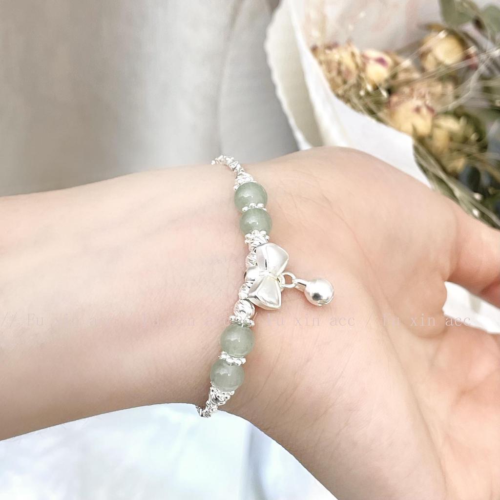 Retro Jade Bow Bell Bracelet: High-End Niche Fashion Jewelry
