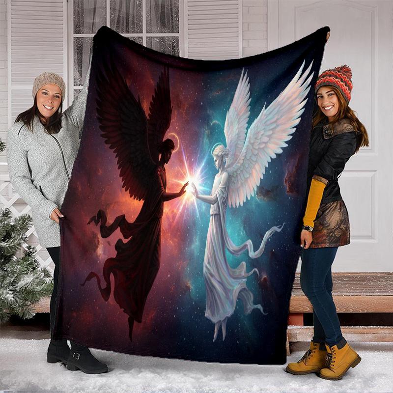 Angel Devil Fantasy Art Print Blanket Soft Comfortable All Seasons Couch Office Nap Travel Blanket Birthday Gift Christmas Present