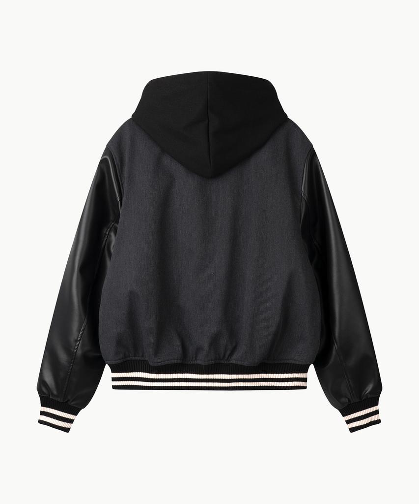Lundy Tone Corduroy Varsity Jacket - Black
