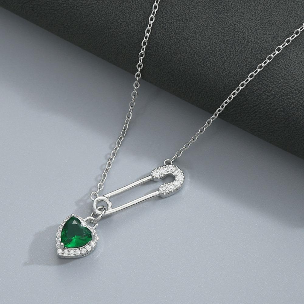 Love Pendant Pin Necklace Safety Needle Necklace Fashion Choker  Women