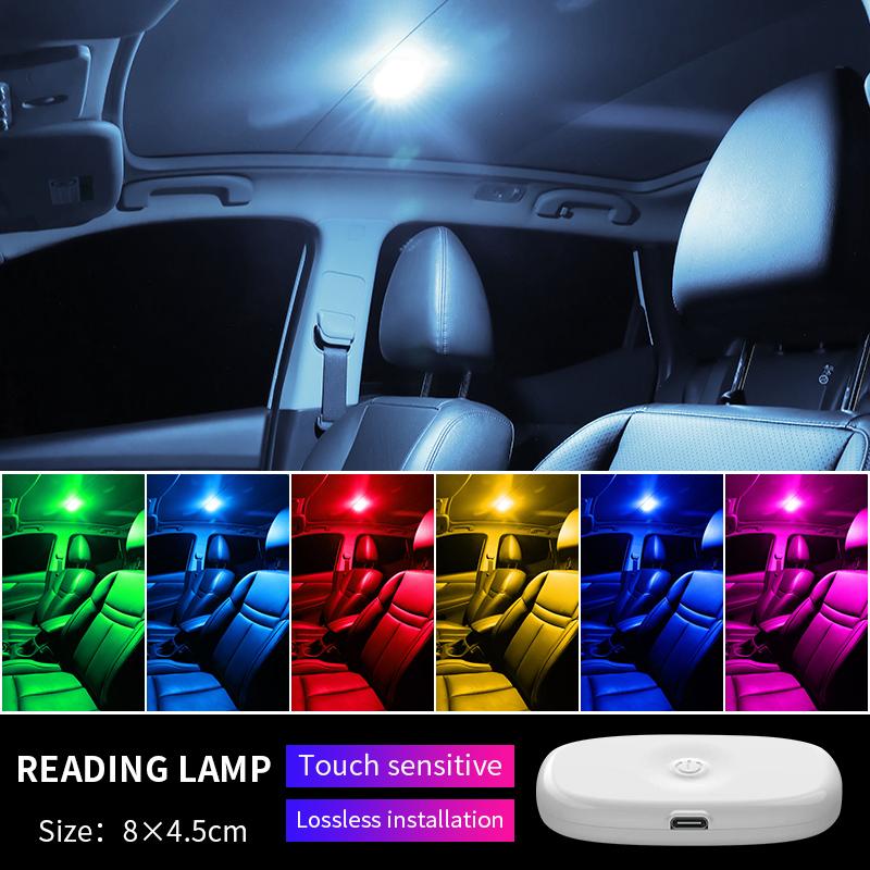 2023 LED Car Reading Light Car Trunk Ceiling Trunk Light Ceiling Light USB Rechargeable Signal Lamp Car Accessories