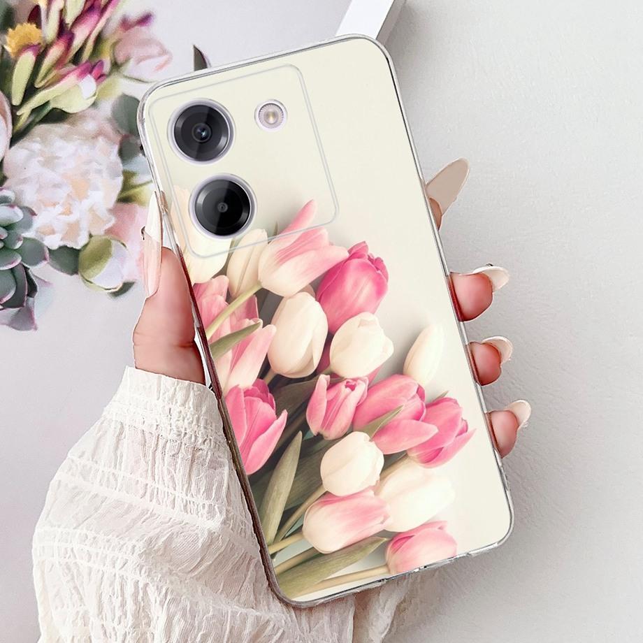 For Xiaomi Poco M7 Pro 5G X7 Pro Back Cover Girly Fashion Flower Butterfly Painting Soft TPU Clear Fundas PocoM7 Pro X7Pro Case
