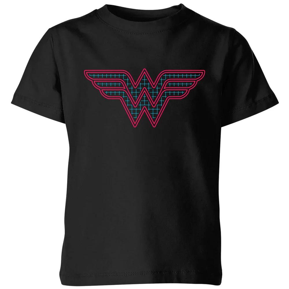 Justice League Wonder Woman Retro Grid Logo Kids T-Shirt - Black - 3-4 Years 150