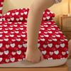 1 Simple Modern Heart-Shaped Printed Matte Fitted Sheet, Bedroom Printed Bed Cover, Bedding (Excluding Pillowcases)